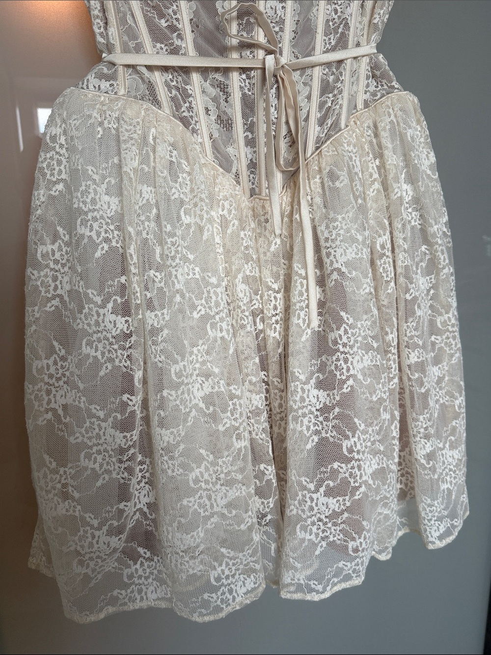 House of CB- Cream Lace Corset Mini Dress - Picture 9 of 11